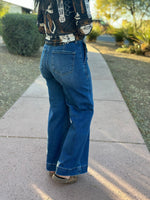 Risen Bottoms The Risen Button Detail Wide Leg Denim