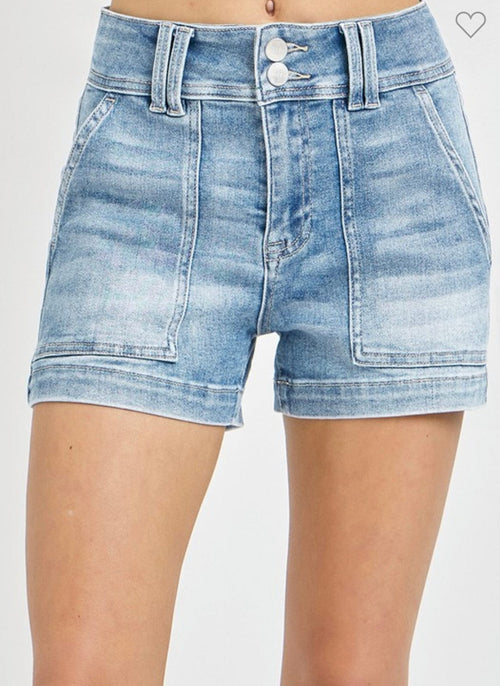 Risen Denim Shorts The Risen Cute Summer High Rise Patch Pocket Shorts
