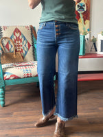 Risen Bottoms The Risen Fall Button Front Ankle Crop Denim