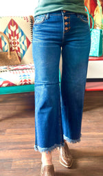 Risen Bottoms The Risen Fall Button Front Ankle Crop Denim