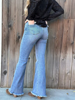 Just Black Bottoms The Risen Frayed Bottom Flare Denim