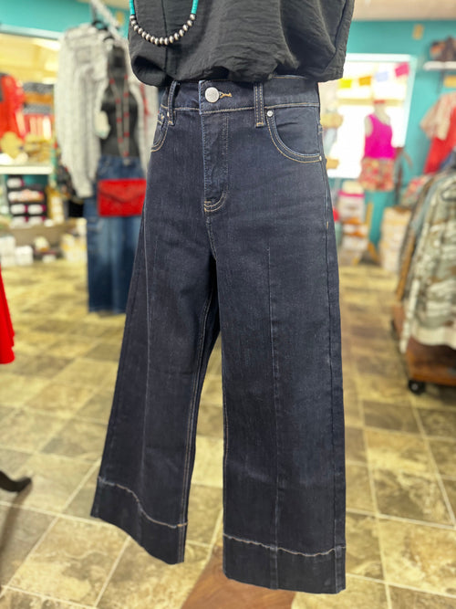 Risen Bottoms The Risen Kenzee Front Seam Ankle Crop Dark Denim
