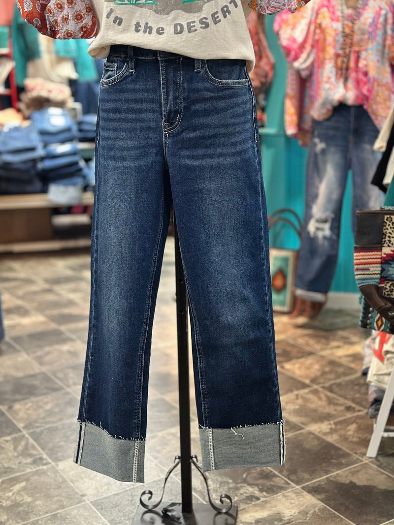 Lovervet Bottoms The Risen Straight Leg Ankle Crop Cuffed Denim