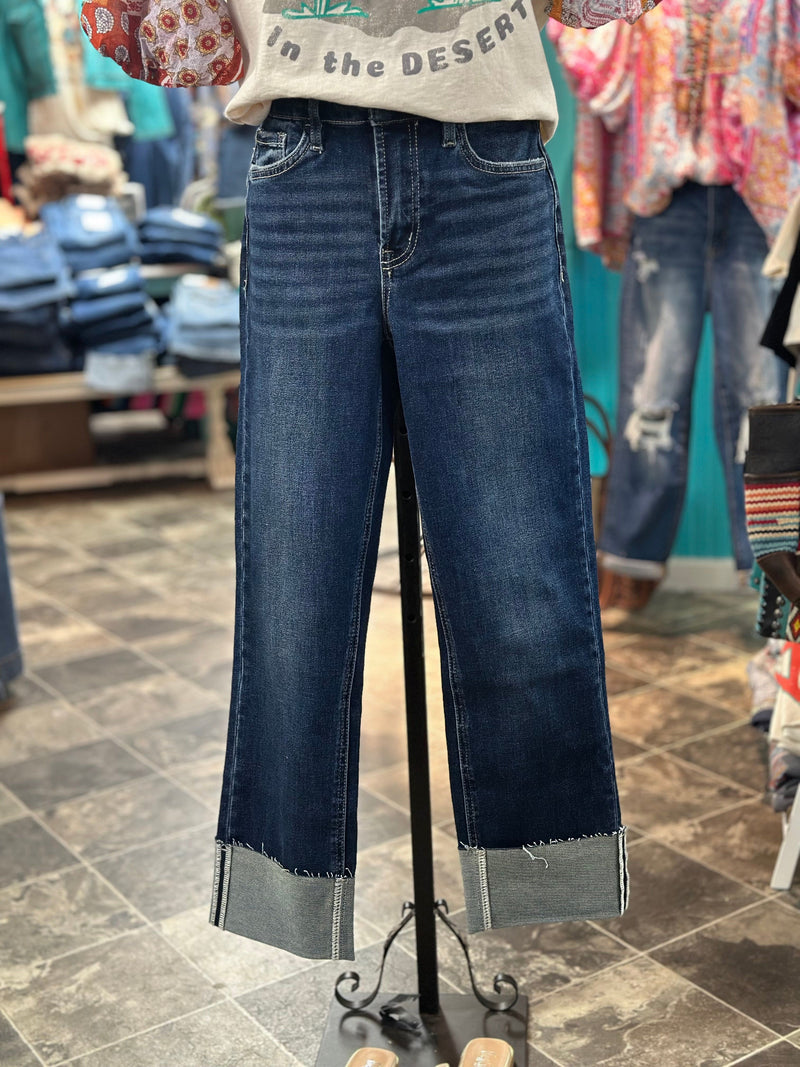 Lovervet Bottoms The Risen Straight Leg Ankle Crop Cuffed Denim