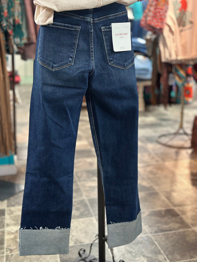 Lovervet Bottoms The Risen Straight Leg Ankle Crop Cuffed Denim