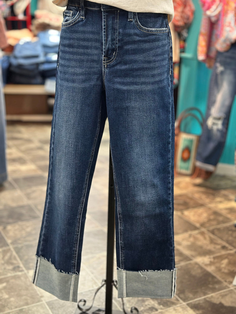 Lovervet Bottoms The Risen Straight Leg Ankle Crop Cuffed Denim