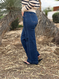 Risen Bottoms The Risen Straight Leg High Rise Pin Tuck Front Seam Denim With Tummy Control