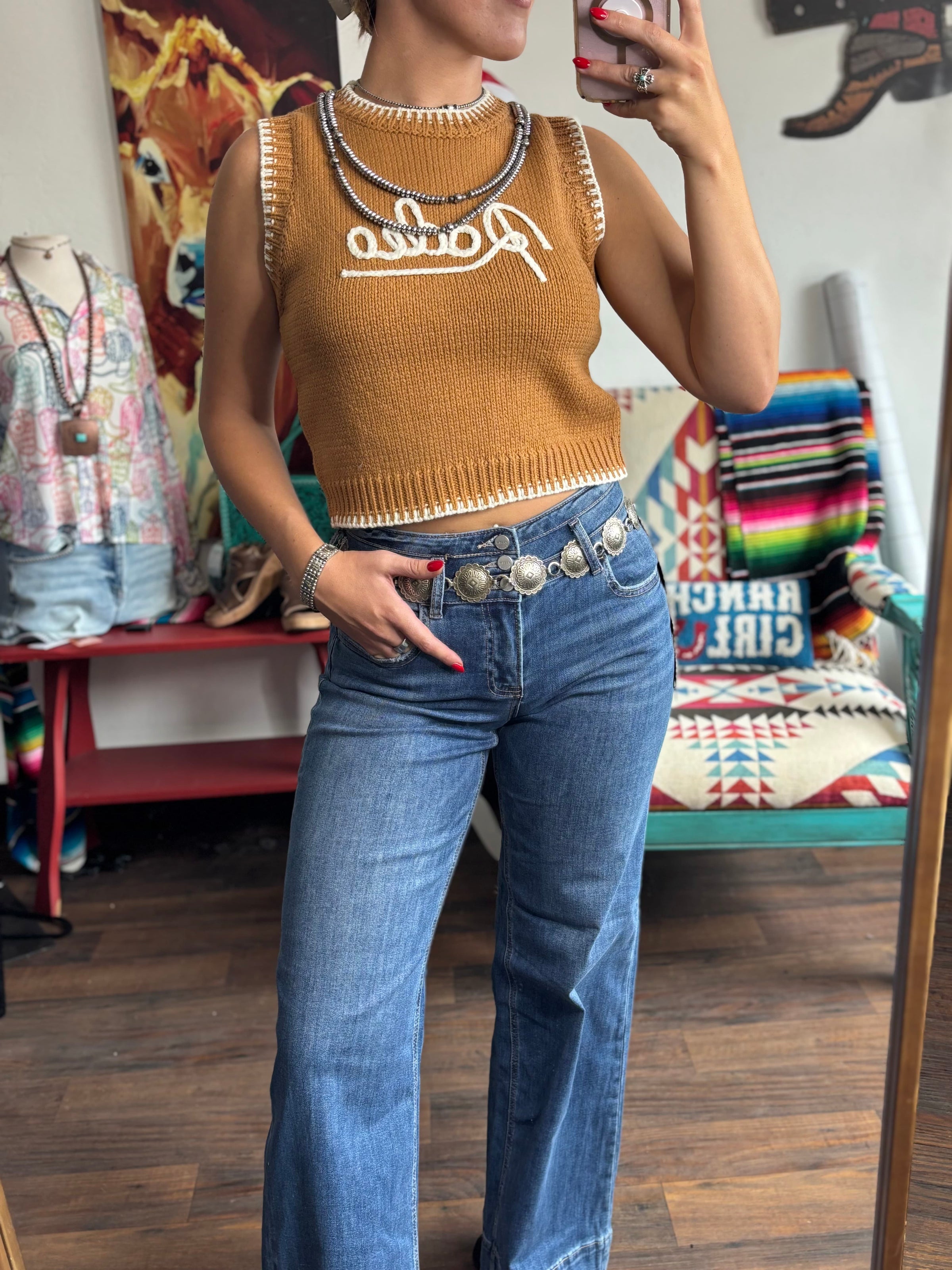 Risen Bottoms The Risen Triple The Button Detail Wide Leg Trouser Bottom Denim