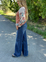 Just Black Bottoms The Risen Wendy Wide Leg Mid Rise Crossover Double Button