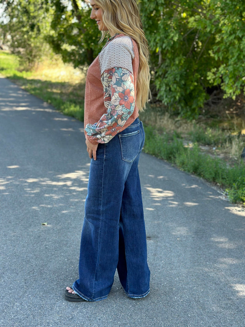 Just Black Bottoms The Risen Wendy Wide Leg Mid Rise Crossover Double Button