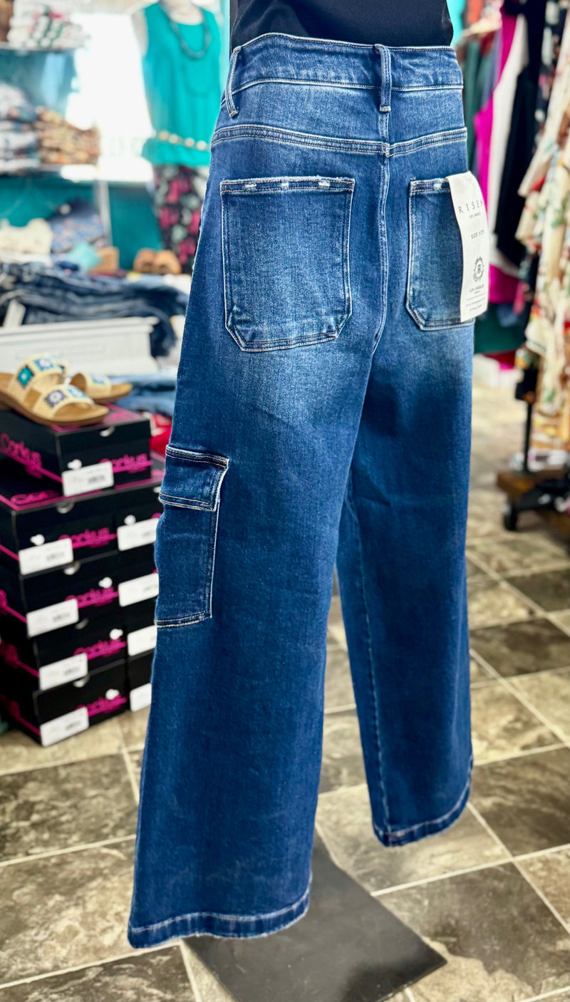 Risen The Risen Wide Leg Cargo Crop Denim