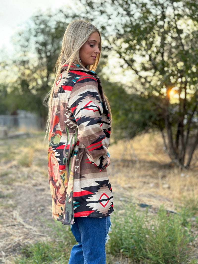 Aztec coat top