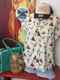 Shop Envi Me tops The Roadrunners, Cactus & Teepees Camp Shirt