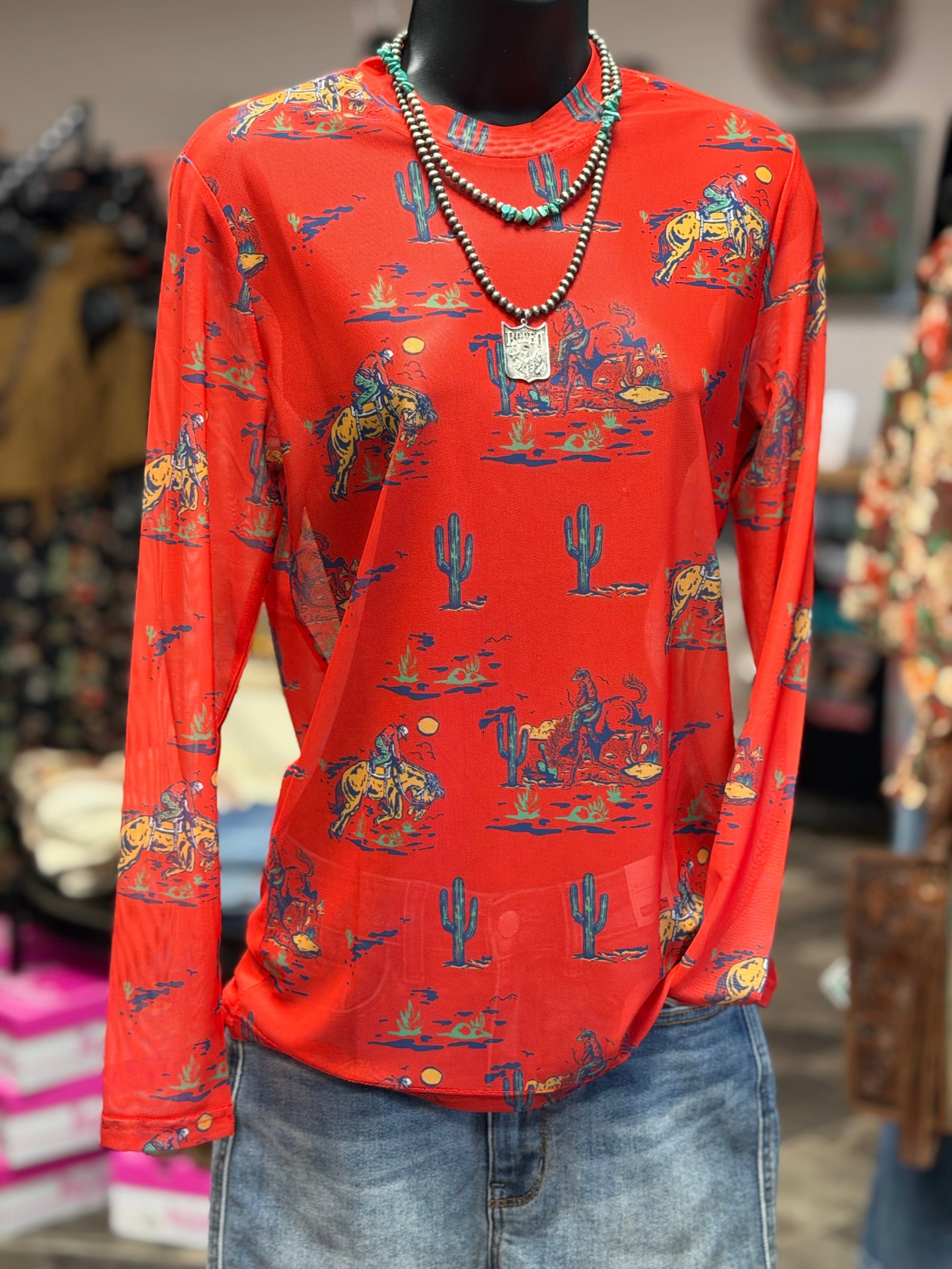 Shop Envi Me It's T-shirt Kinda Day The Rodeo Life Red Mesh Top