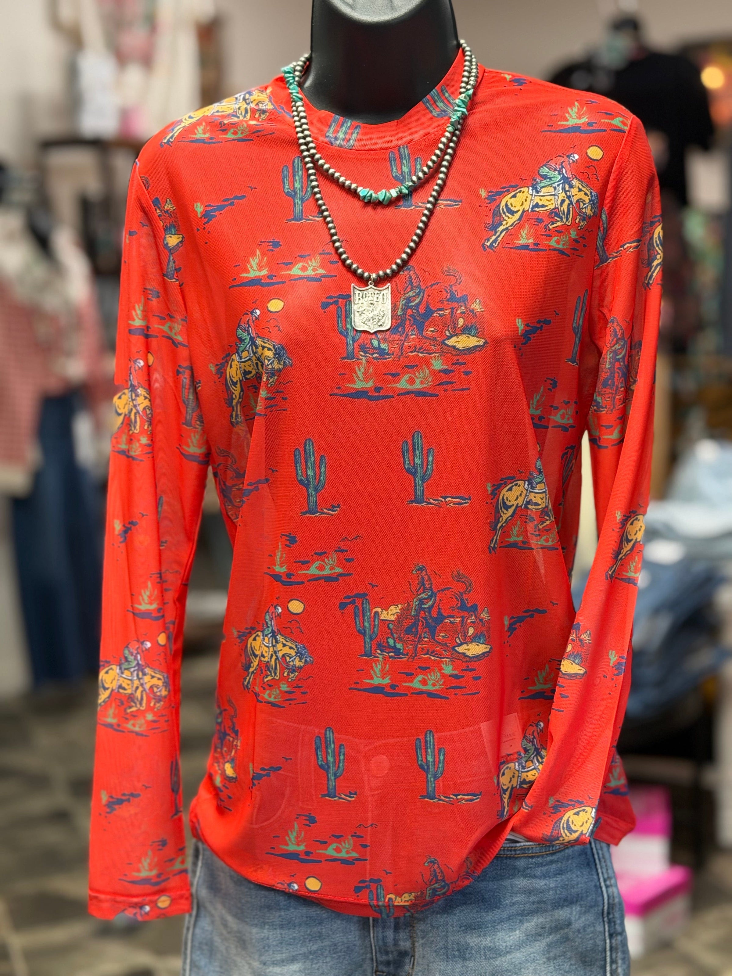 Shop Envi Me It's T-shirt Kinda Day The Rodeo Life Red Mesh Top