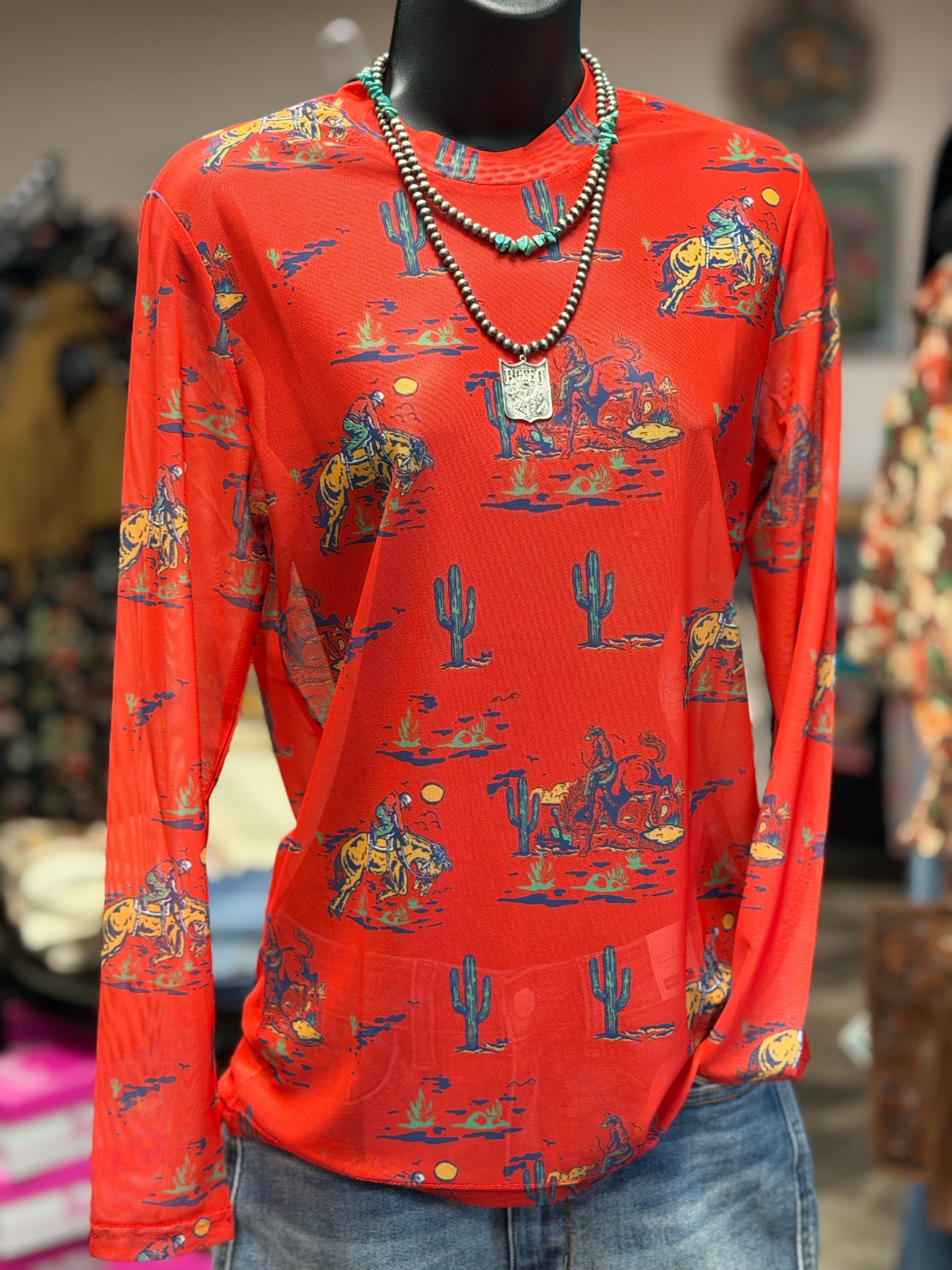 Shop Envi Me It's T-shirt Kinda Day The Rodeo Life Red Mesh Top