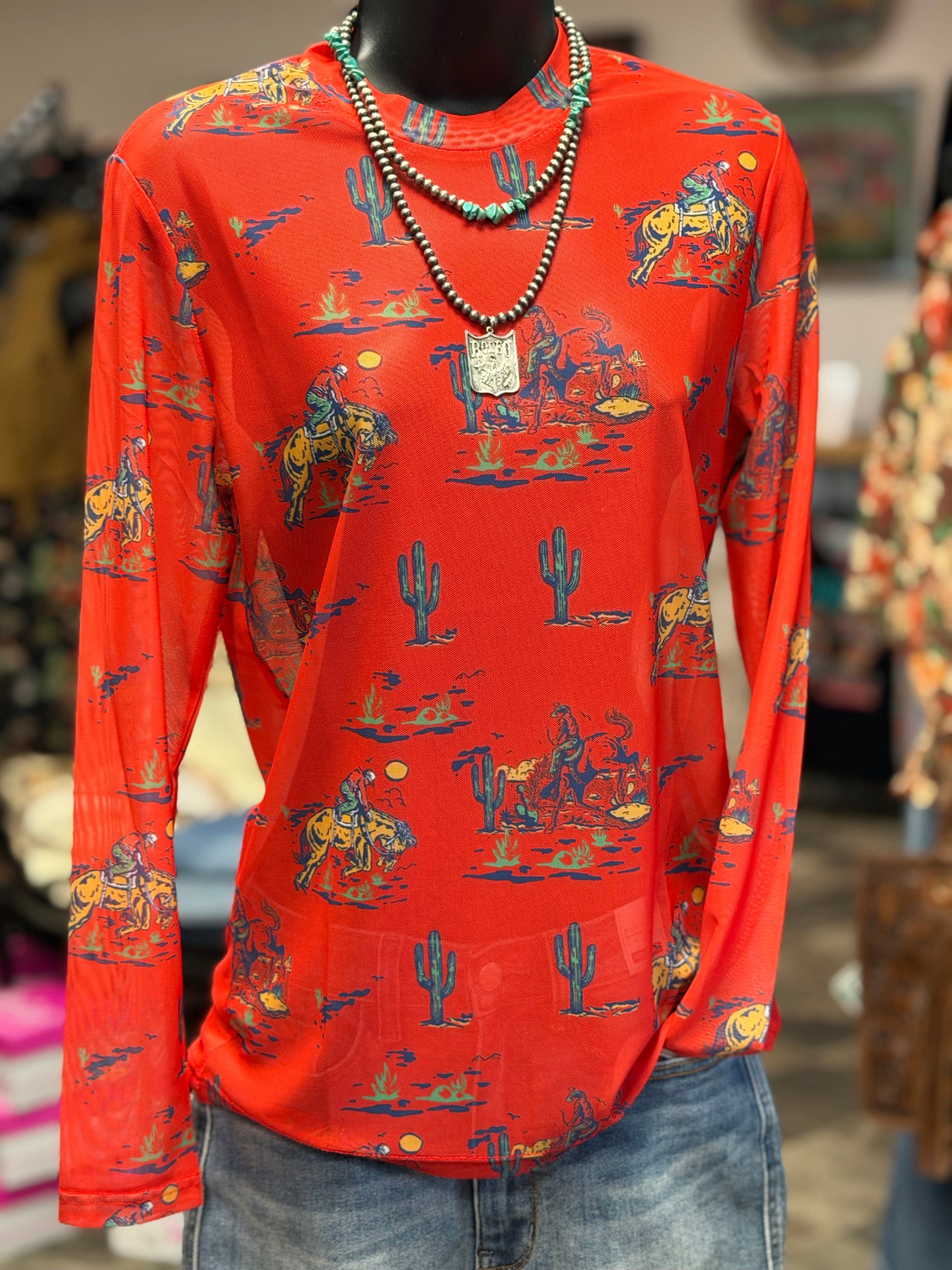 Shop Envi Me It's T-shirt Kinda Day The Rodeo Life Red Mesh Top