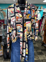 Shop Envi Me tops The Rodeo Poster Tie Neck Spring Button Up Top