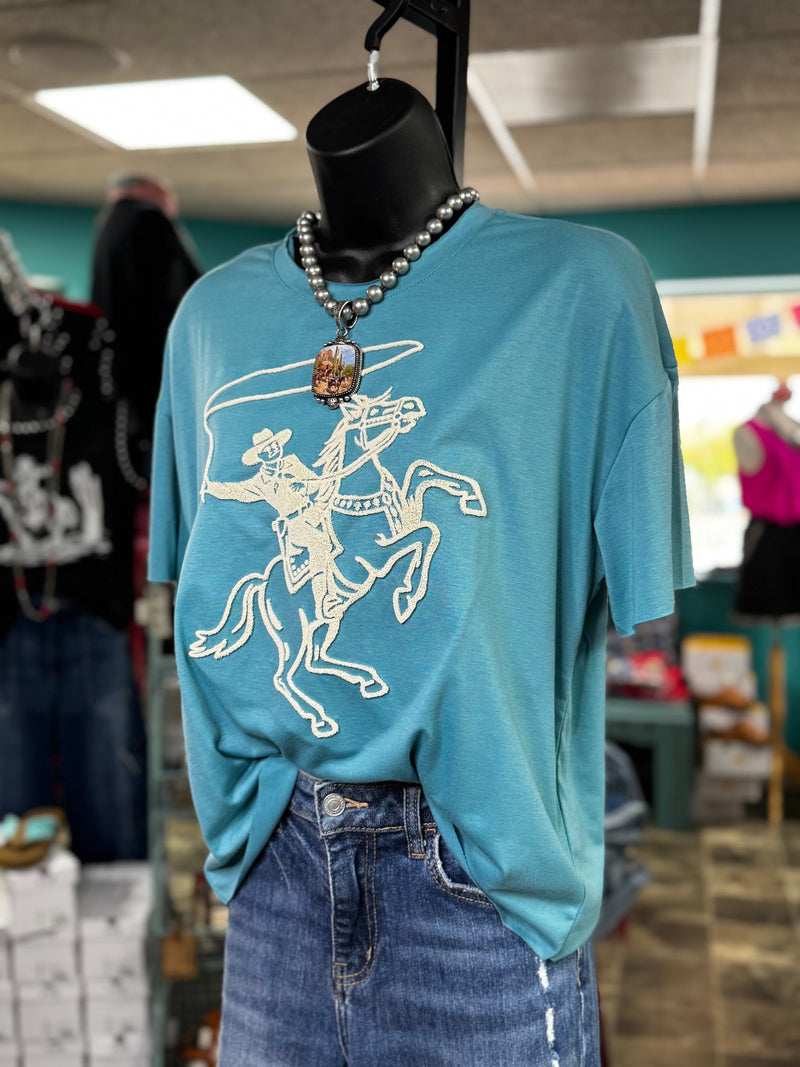 Shop Envi Me Tops and Tunics The Rope The Sky Embroidered Western Mom Crop Tee