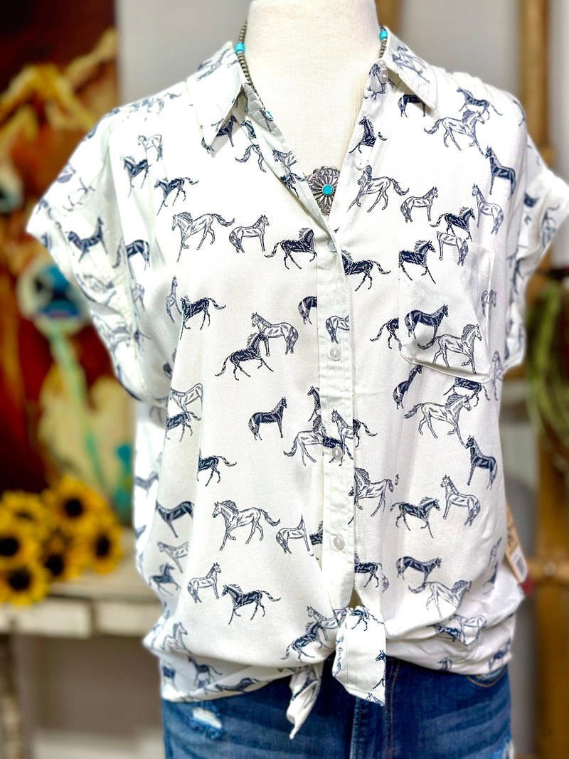 Shop Envi Me Tops and Tunics The Running Horses Camp Shirt