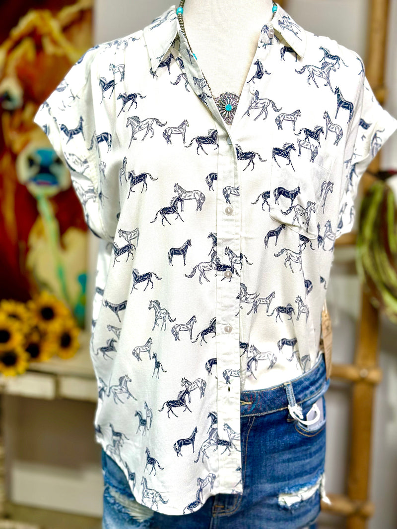 Shop Envi Me Tops and Tunics The Running Horses Camp Shirt