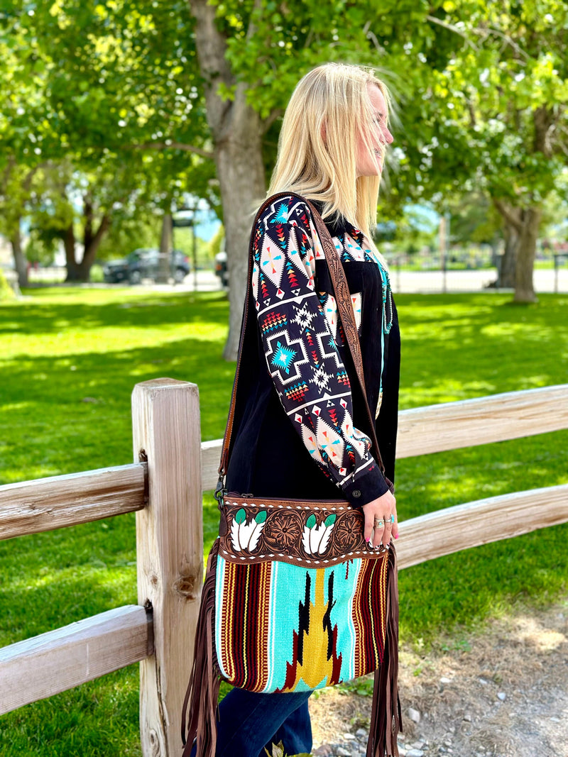 Shop Envi Me Cardigans and Kimonos The Saddle Up Aztec Cord Shacket Jacket