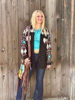 Shop Envi Me Cardigans and Kimonos The Saddle Up Aztec Cord Shacket Jacket