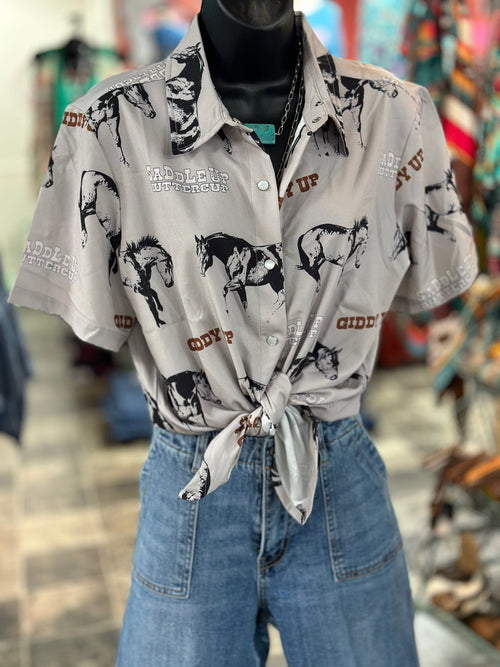 Shop Envi Me Tops and Tunics The Saddle Up Buttercup Snap Front Shirt