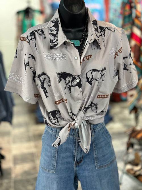 Shop Envi Me Tops and Tunics The Saddle Up Buttercup Snap Front Shirt