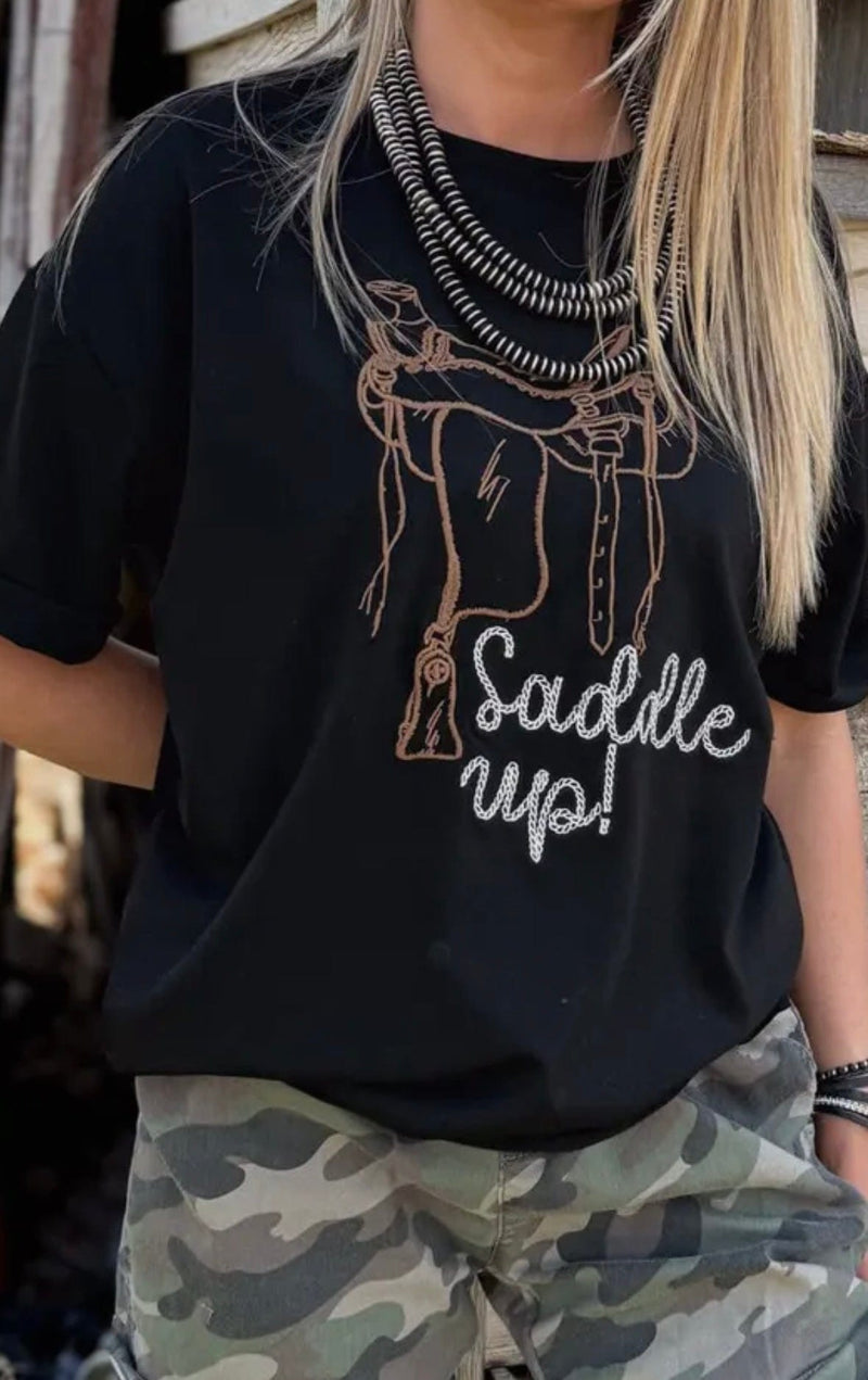 Shop Envi Me Tops and Tunics The Saddle Up Embroidered Tee