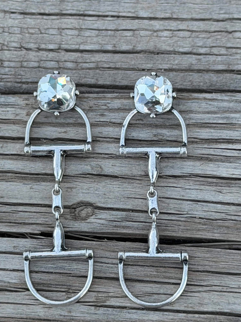 Shop Envi Me Necklaces Silver Tone The Saddle Up Snaffle Bit Sparkle Crystal Earrings