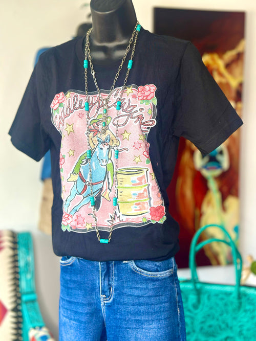 Shop Envi Me Tops and Tunics The Saddle Up That Barrel Horse Cowgirl Tee