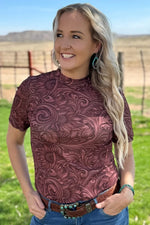 Shop Envi Me It's T-shirt Kinda Day The Saddle Up Tooled Mesh Top