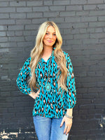 Shop Envi Me Tops and Tunics The San Antonio Turquoise Cheetah Top
