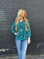 Shop Envi Me Tops and Tunics The San Antonio Turquoise Cheetah Top