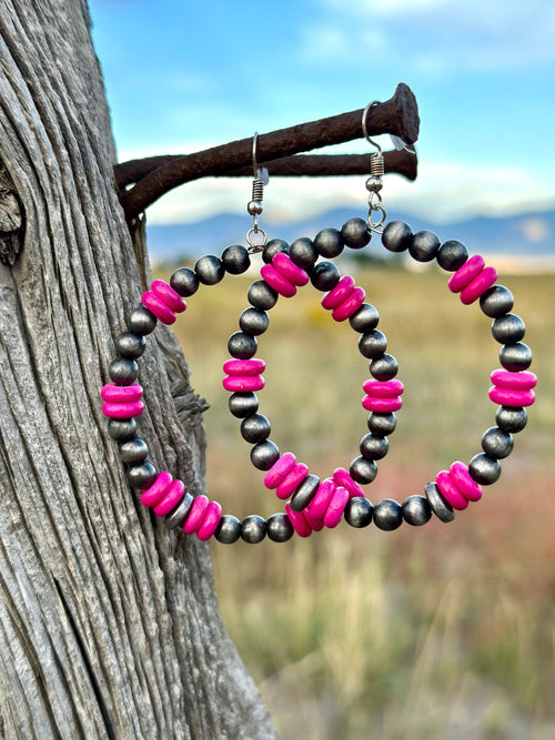 Shop Envi Me Earrings The San Aruba Pink Bead Hoop Earrings