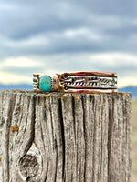 Shop Envi Me Bracelets Sterling Silver Copper & Blue Bird Kingman Turquoise The San Jacinto Copper and Sterling Silver & Kingman Turquoise Cuff Bracelet