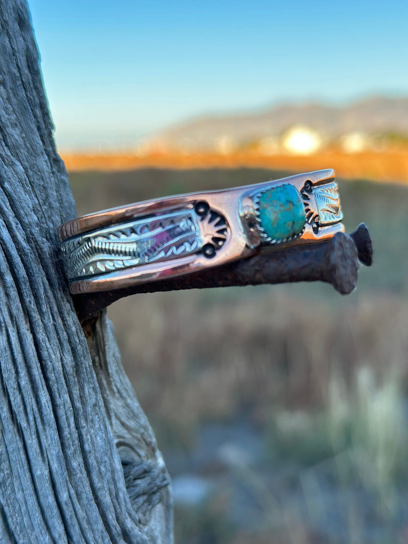 Shop Envi Me Bracelets The San Jefe Copper & Sterling Silver with Kingman Turquoise Cuff Bracelet