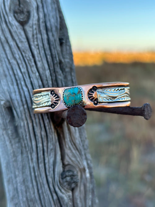 Shop Envi Me Bracelets The San Jefe Copper & Sterling Silver with Kingman Turquoise Cuff Bracelet