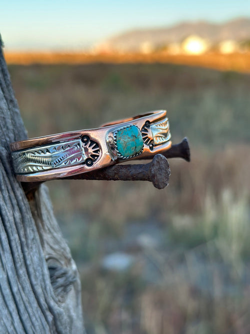 Shop Envi Me Bracelets The San Jefe Copper & Sterling Silver with Kingman Turquoise Cuff Bracelet