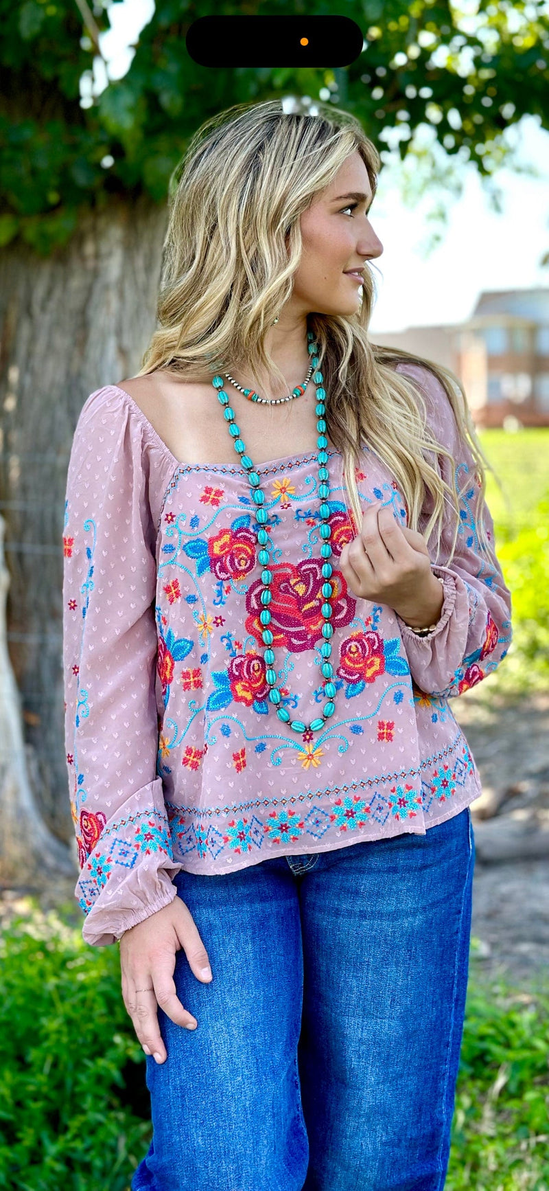 Shop Envi Me tops The Santa Aleio Embroidered Top