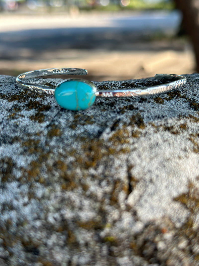 Shop Envi Me Bracelets Silver & Turquoise The Santa Ana Sterling Silver & Turquoise Stacker Cuff Bracelet