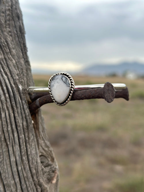 Shop Envi Me Bracelets Silver The Santa Ana Sterling Silver & White Stacker Cuff Bracelet