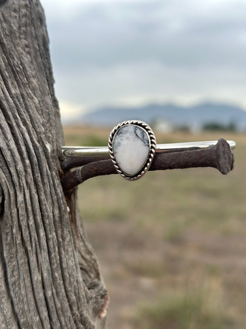 Shop Envi Me Bracelets Silver The Santa Ana Sterling Silver & White Stacker Cuff Bracelet