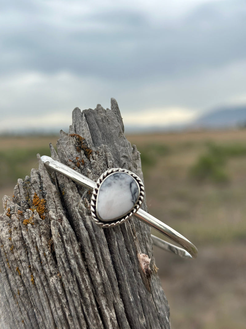 Shop Envi Me Bracelets Silver The Santa Ana Sterling Silver & White Stacker Cuff Bracelet
