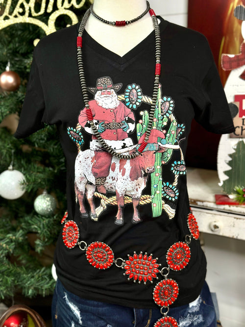 Shop Envi Me Tops and Tunics The Santa Longhorn Christmas Tee 🎄