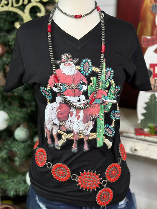 Shop Envi Me Tops and Tunics The Santa Longhorn Christmas Tee 🎄