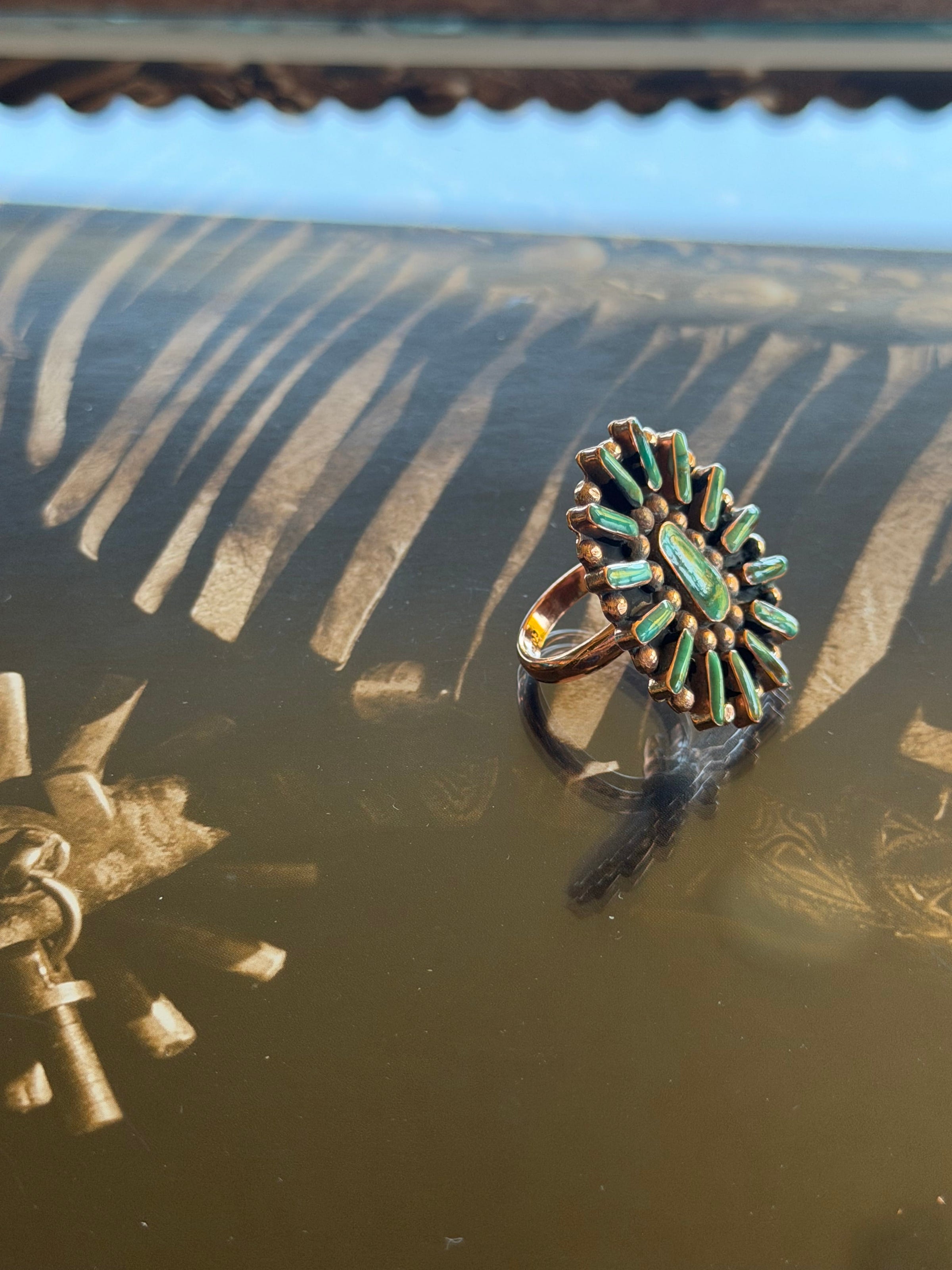 Shop Envi Me Earrings Adjustable The Santa Maria Copper & Turquoise Ring