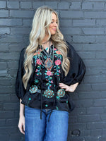 Shop Envi Me Cardigans and Kimonos The Santa Maria Fall Satin Embroidered Top 2.3