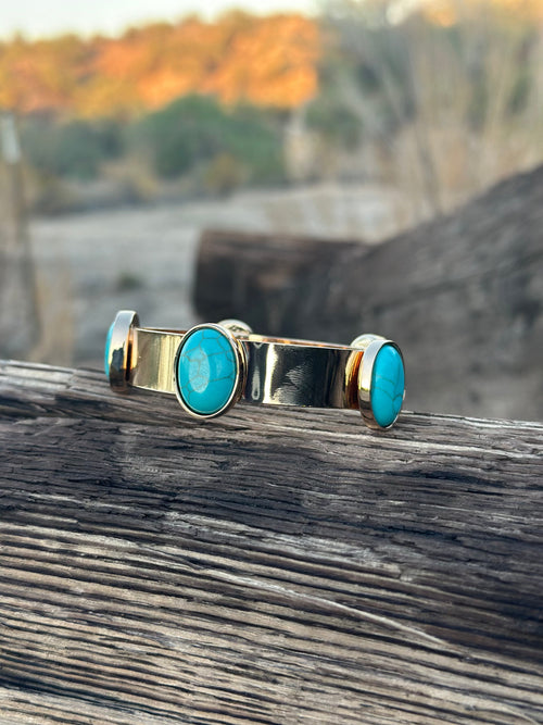 Shop Envi Me Jewelry Gold & Turquoise / Gold The Santa Palo Gold & Turquoise Bangle Bracelet